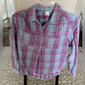 EUC Anthropologie SEEN WORN KEPT Romy Gauzy Plaid Buttondown Shirt, Size 10